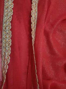 Elegant Red Sequined Saree
