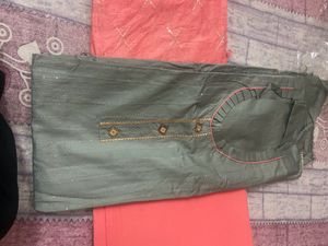 New Unstitched Grey Peach Colour Suit