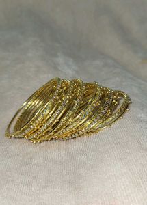 💥Set of metal gold Bangles with Crystals for kids