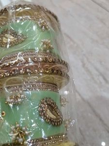 Bridal Chura Set - Mint Green &amp; Gold