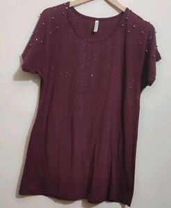 Mauve Sparkling Burgundy Top 38 Bust
