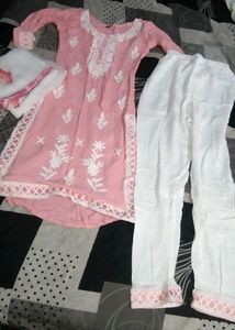 Pink Embroidered Kurta Set with Dupatta