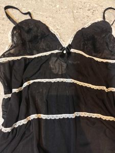 Cute Black Lace Babydoll Top