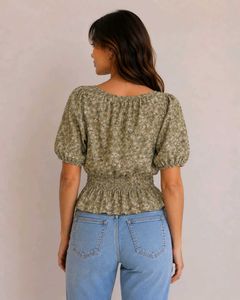 Chic Floral Smocked Peplum Top