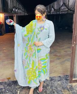 Floral painting suit with Dupatta