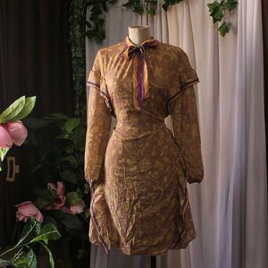 SALE-!Vintage Korean Brown Dress