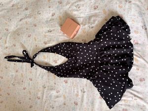 Black Polka Dot halter top