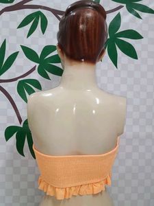 (300)Peach Ruffle Tube Top