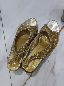 Elegant Gold Beaded Heels