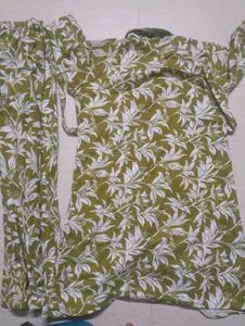 Olive Green Leaf Print Co-ord Set