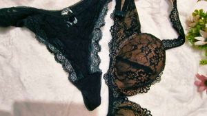Elegant Black Lace detail lingerie set