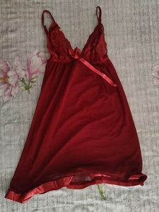 Sheer Red Lace babydoll dress