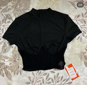 Sheer Panel Corset Crop Top