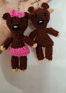 Cute mr and mrs bean Keychain Set