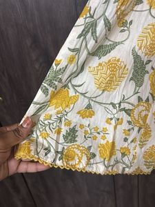 Yellow Floral Print Kurta