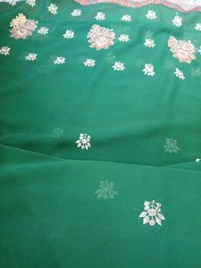 Emerald Green Embroidered Saree