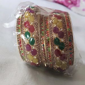 Rubies And Emerald Embellished Bangles