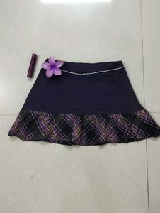 Purple Plaid Ruffle Skirt