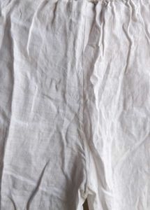 White Cotton Palazzo Pants with Lace Trim