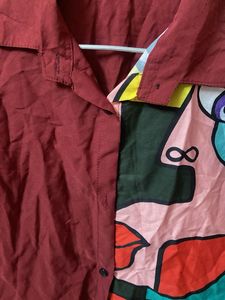 Abstract Print Colorblock Shirt