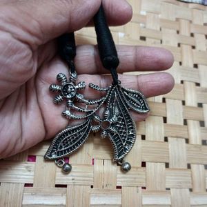 Oxidised Silver Leaf Design Necklace