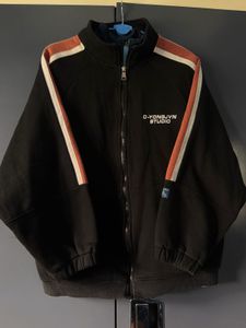 Black Zip-Up Track Jacket Casual wear