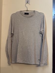 ZARA Men's Grey Long Sleeve T-Shirt