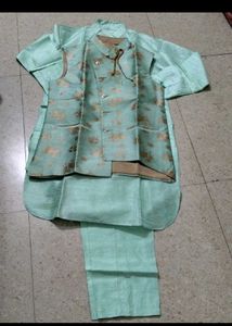 Men's Light Green Kurta Set with Nehru Jacket