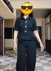 Chic Black Jumpsuit with White Accents