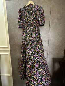 Floral Midi Dress with Puff Sleeves