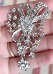 Rhinestone Bow Brooch