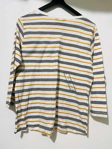 Striped Long Sleeve Top with Lace Detail