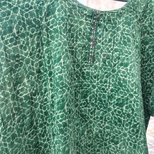Green Printed Kurta