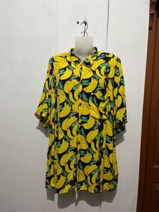Vibrant Banana Print Button-Up Shirt