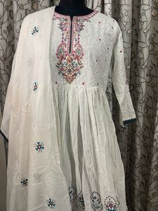 White Anarkali Kurta Set with Dupatta