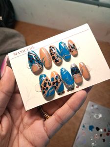 Press-On Nails Set - Leopard &amp; Blue