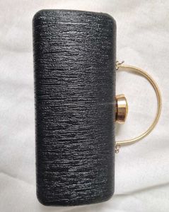 Elegant Black &amp; Gold Hardcase Evening Clutch (Good