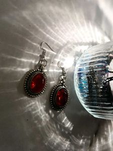 Red Gemstone Drop Earrings