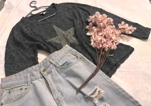 🎉Buy1 Get1 Free🎉Sparkly Star Knit Sweater P