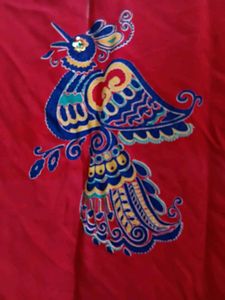 Unique Embroidered Red Top