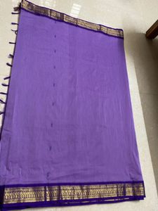 Purple Cotton Saree with Border