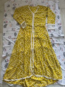 Yellow Bandhani Print Kurta Set with Dupatta