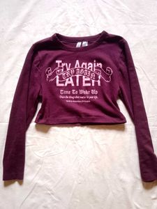 Maroon "Try Again Later" Cropped Top