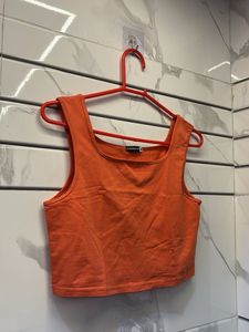 Vibrant Orange Cropped Tank Top