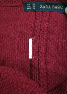 ZARA Maroon Fit &amp; Flare Mini Skirt