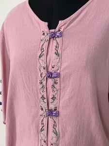Japanese-Style Pink Top with Knot Buttons 🌸