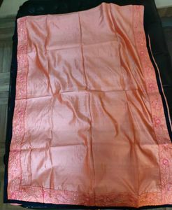Peach Embroidered Silk Dupatta