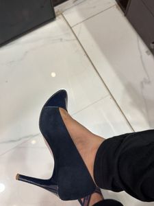 Elegant Navy Suede &amp; Patent Heels