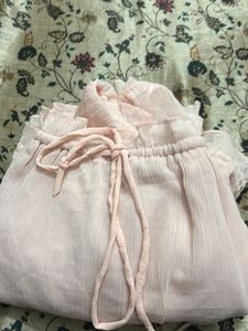 Sheer Pink Ruched Crop Top