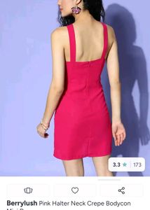 Berrylush Pink Halter Neck Crepe Bodycon Dress